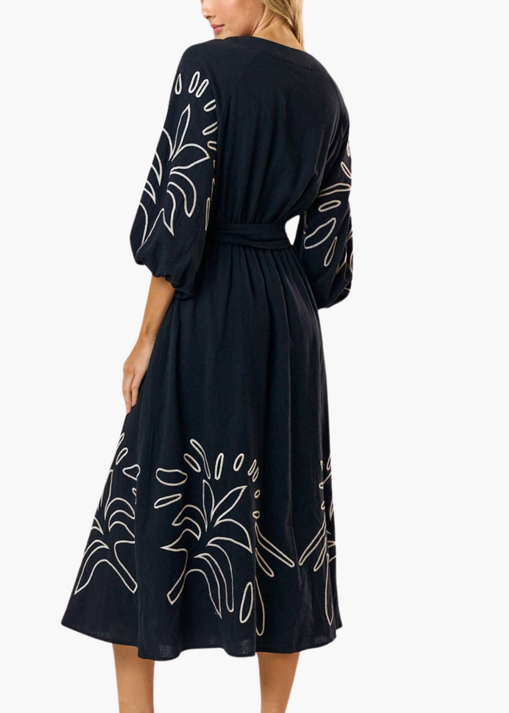 Winslow Embroidered Puff Sleeve Midi Dress