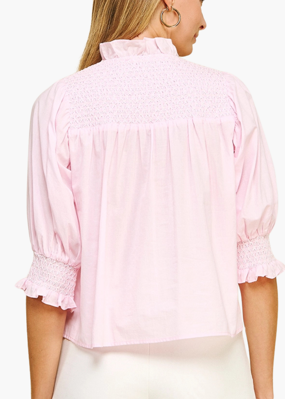 Sawyer Smocked Top in Light Pink