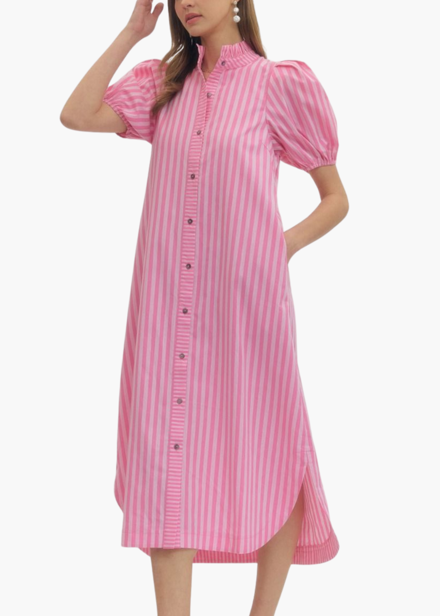 Madison Cotton Midi Dress in Pink