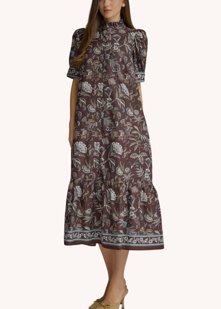 Kelly Cotton Midi Dress in Eggplant