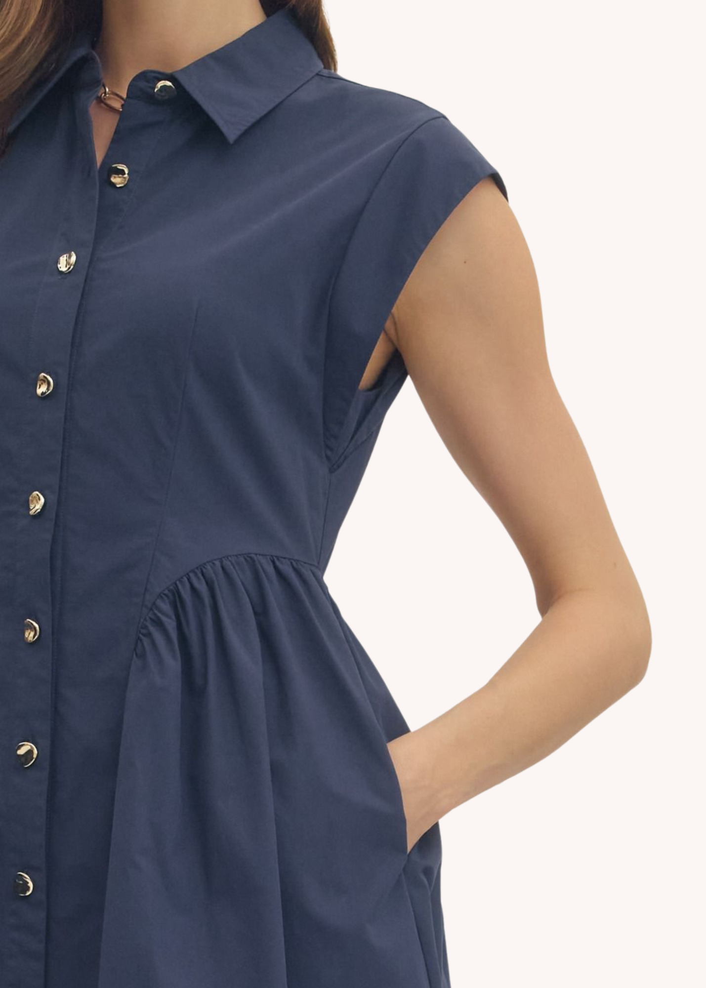 Marbella Cotton Midi Dress in Navy