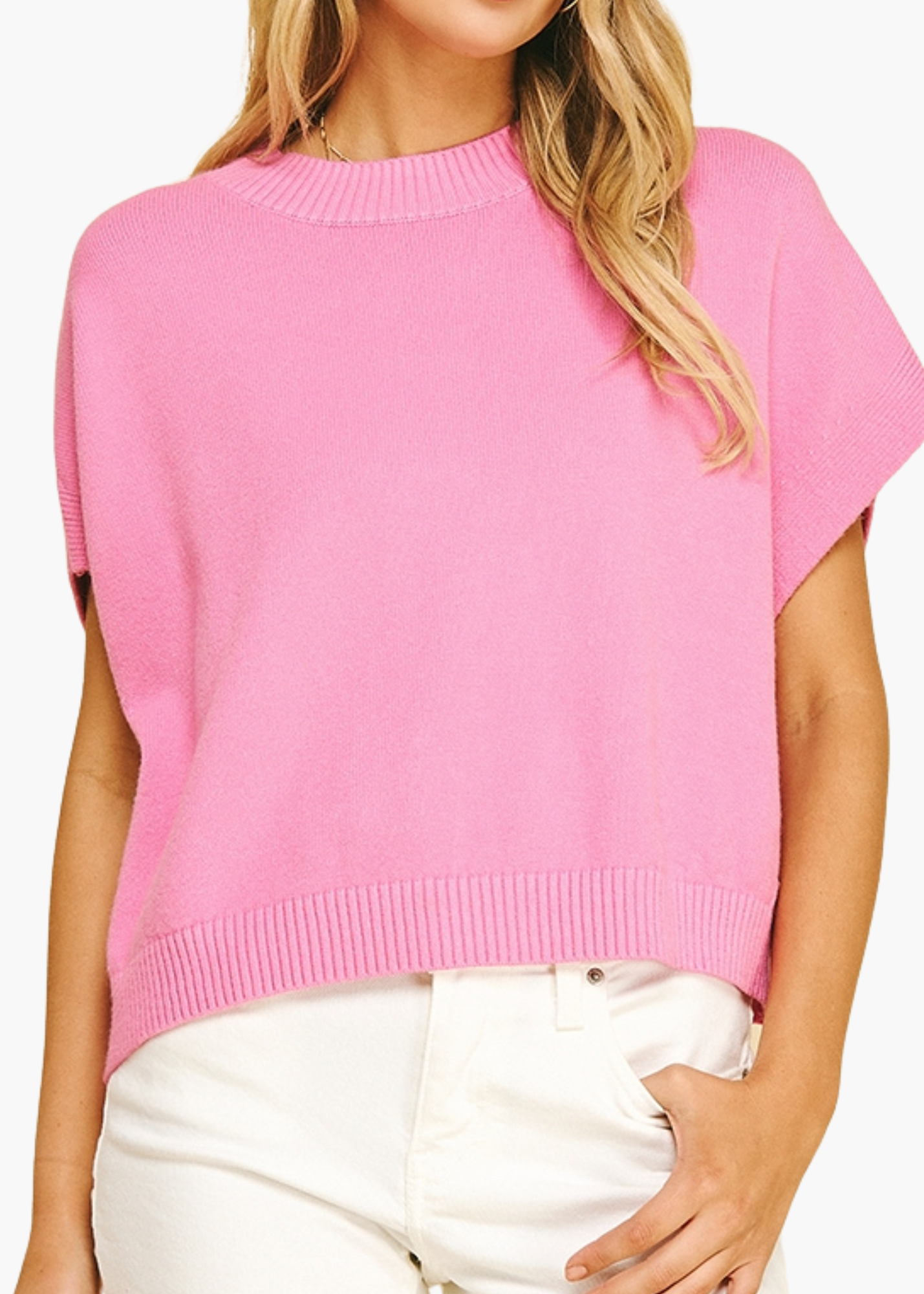 Addie Drop Shoulder Sweater in Pink