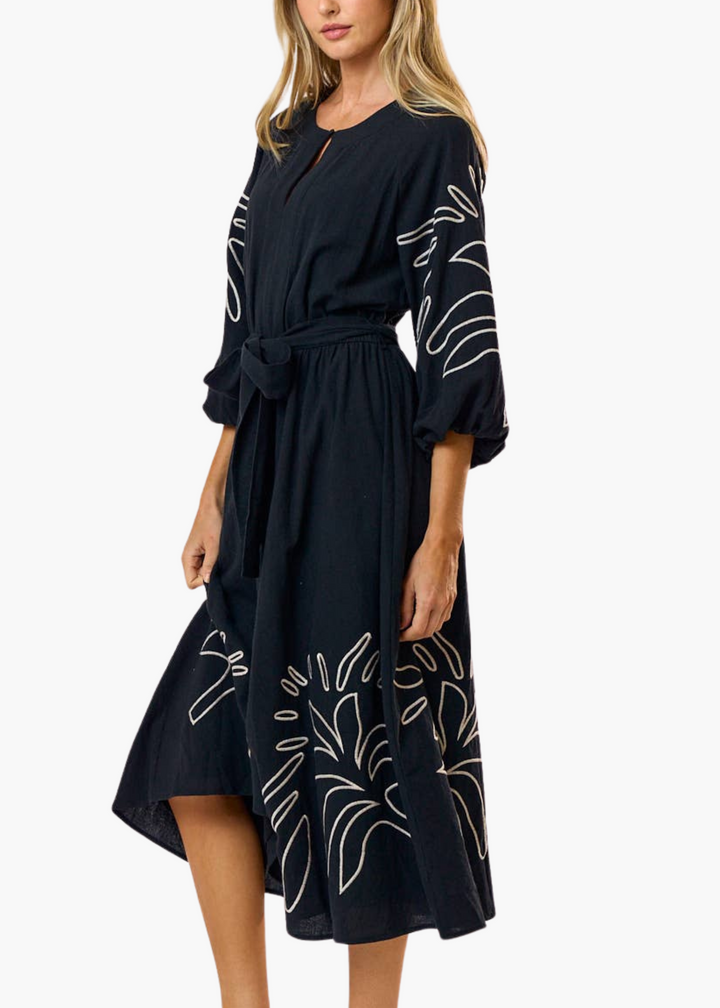 Winslow Embroidered Puff Sleeve Midi Dress