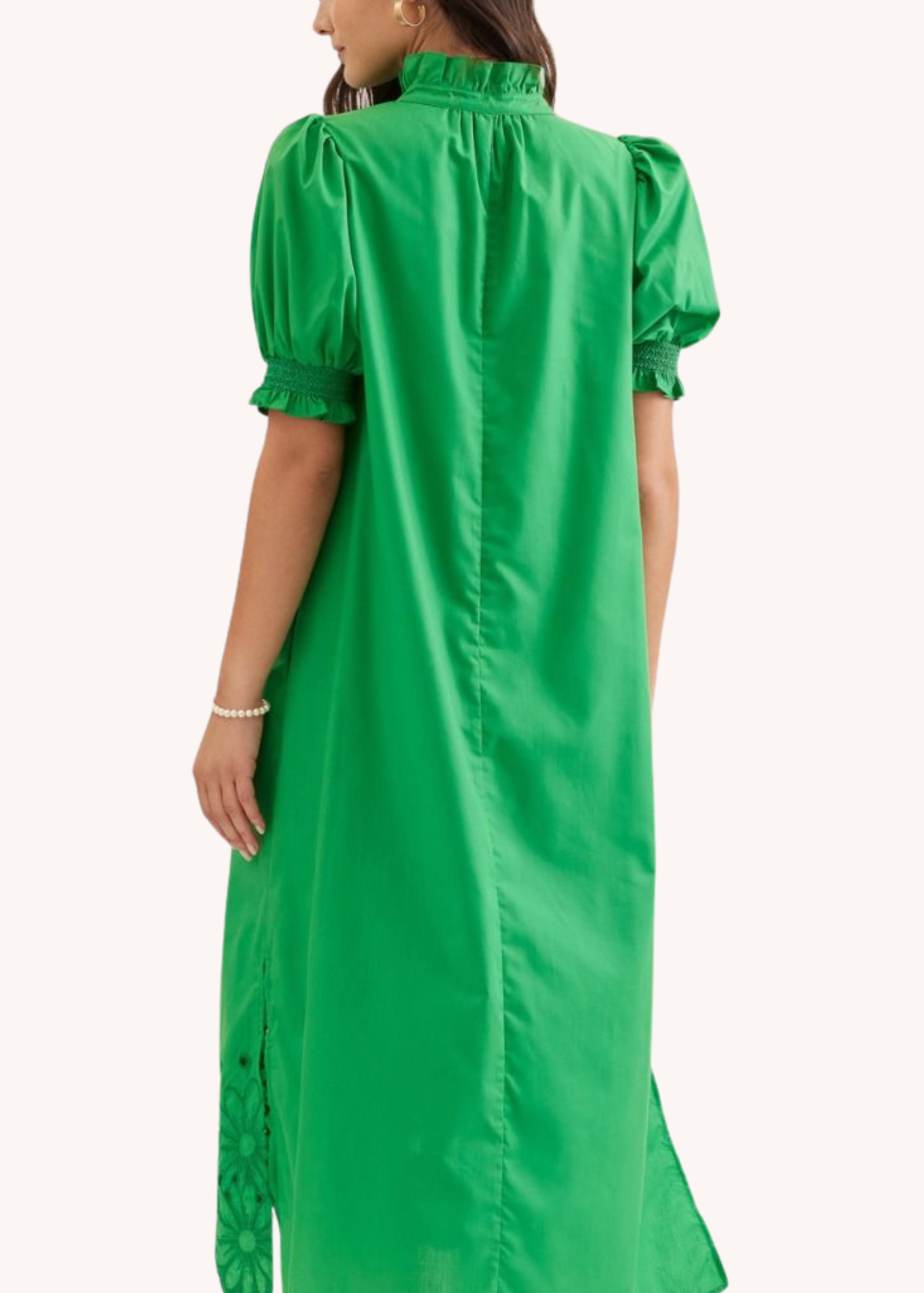 Franklin Crochet Hem Midi Dress in Green