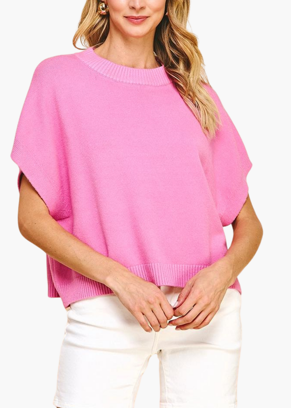 Addie Drop Shoulder Sweater | Pink