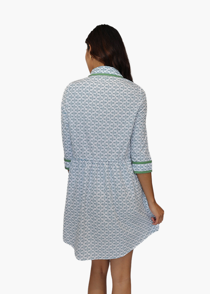 Elaine Mini Shirt Dress in Posey Pool