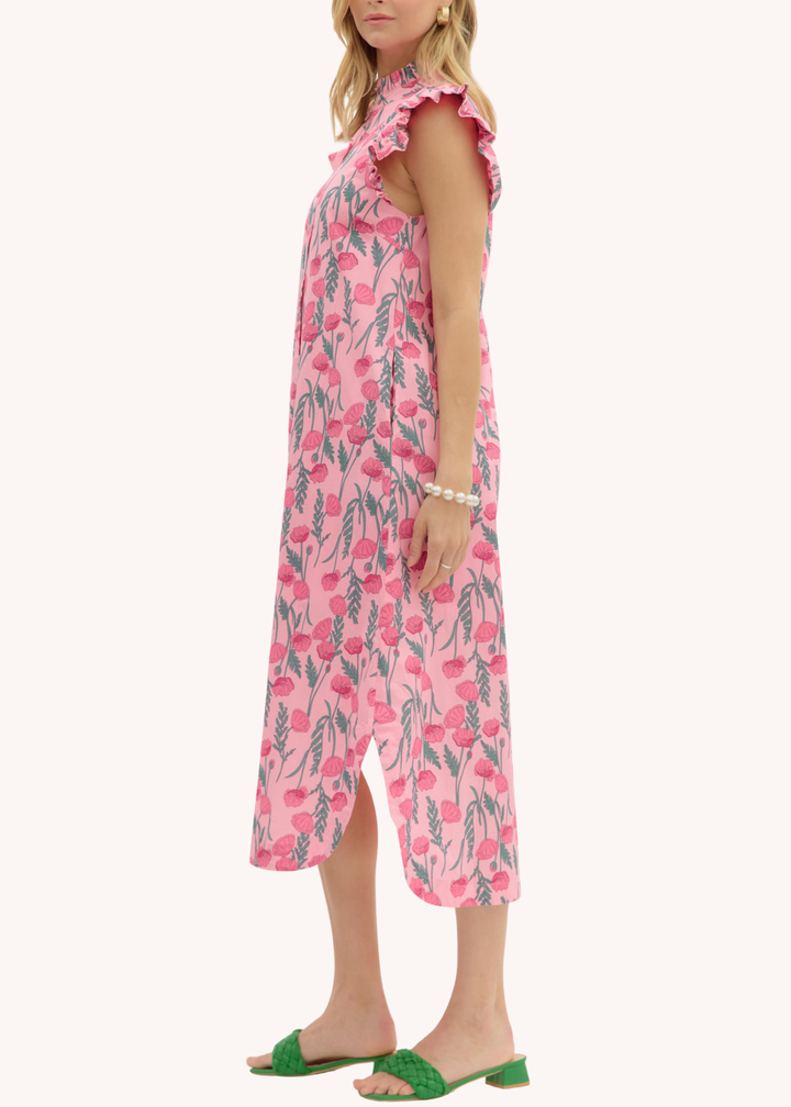 Jen Midi Dress in Pink