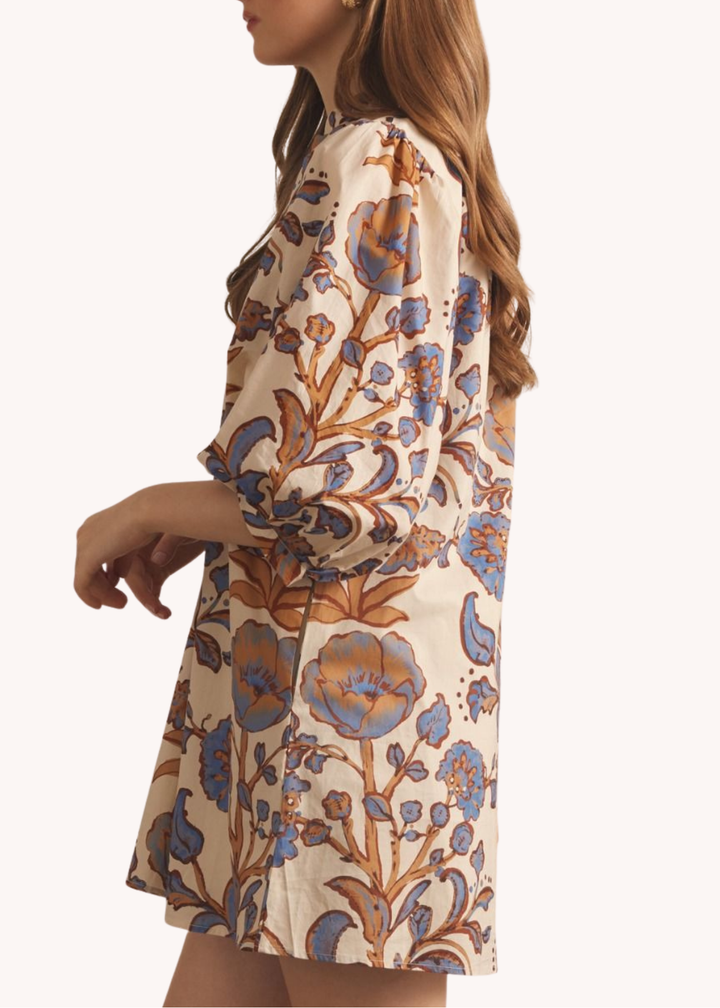 Mara Cotton Mini Dress in Ecru