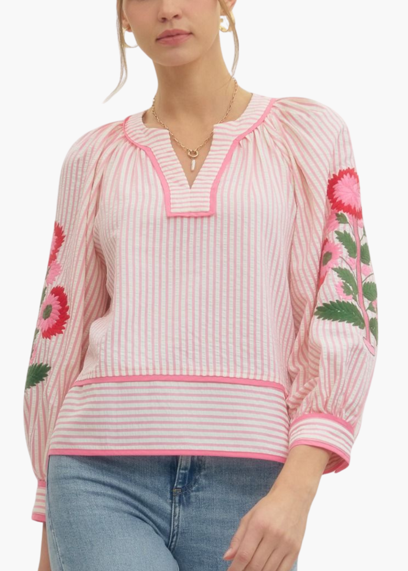 Jaipur Floral Top in Pink