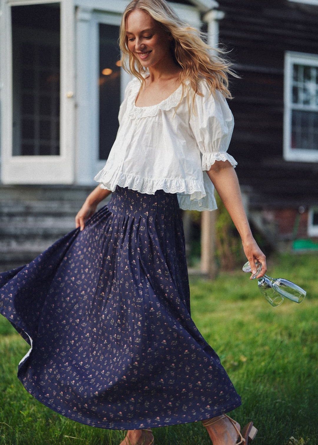 Lennox Skirt in Midnight Plains