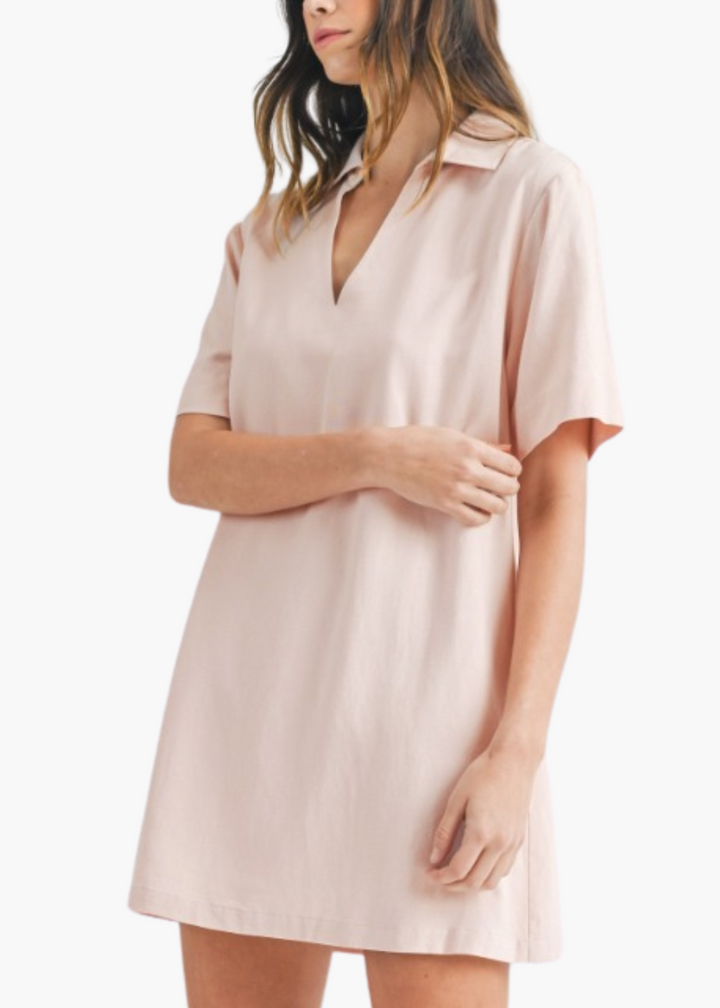 Rita Collared Mini Dress in Light Pink