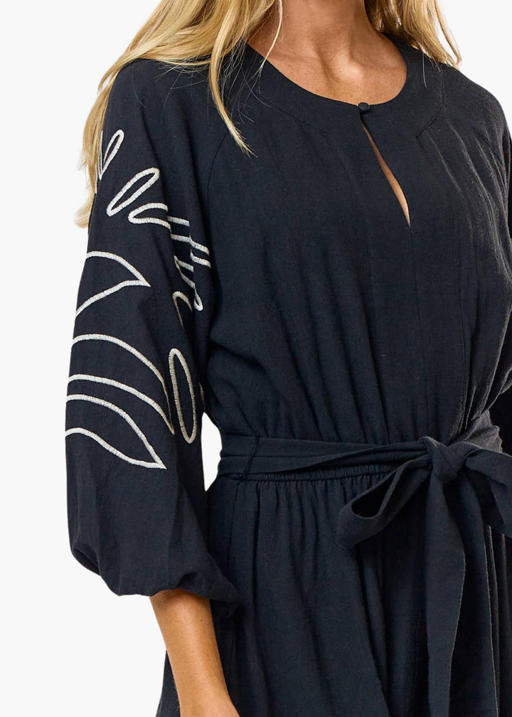 Winslow Embroidered Puff Sleeve Midi Dress