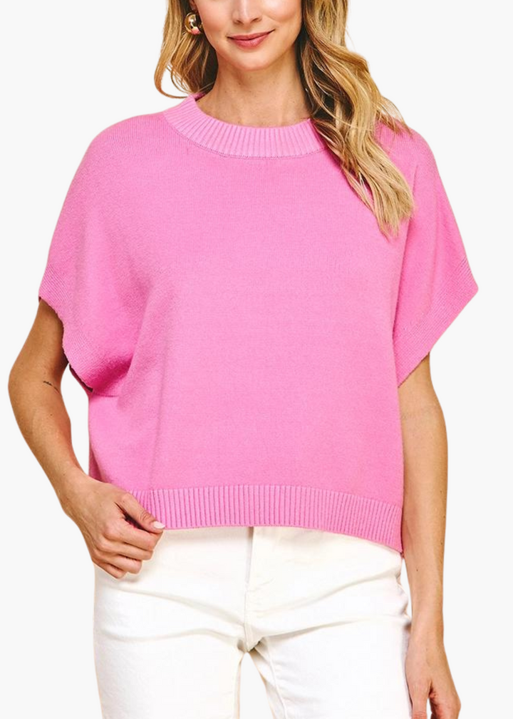 Addie Drop Shoulder Sweater | Pink