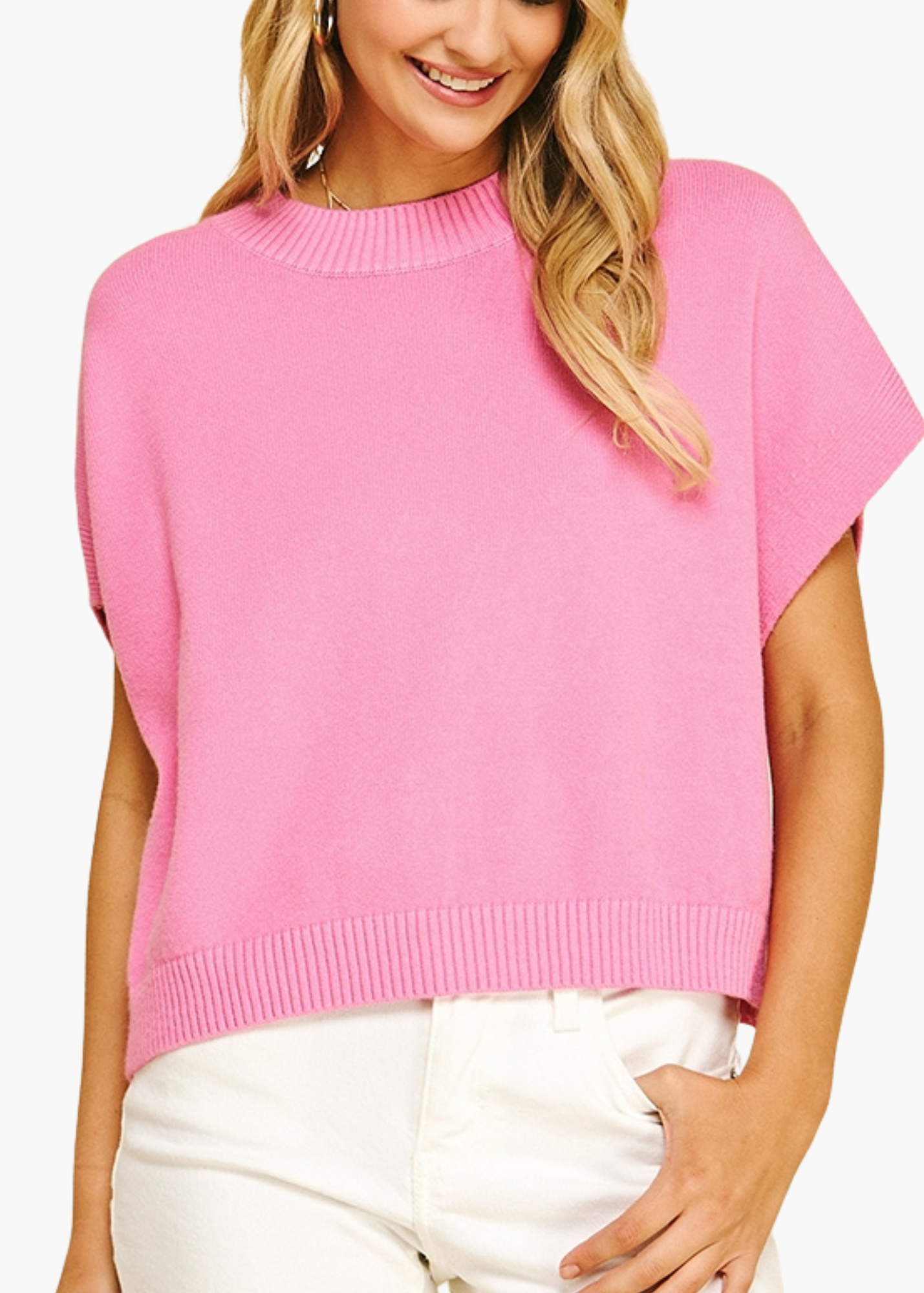 Addie Drop Shoulder Sweater in Pink