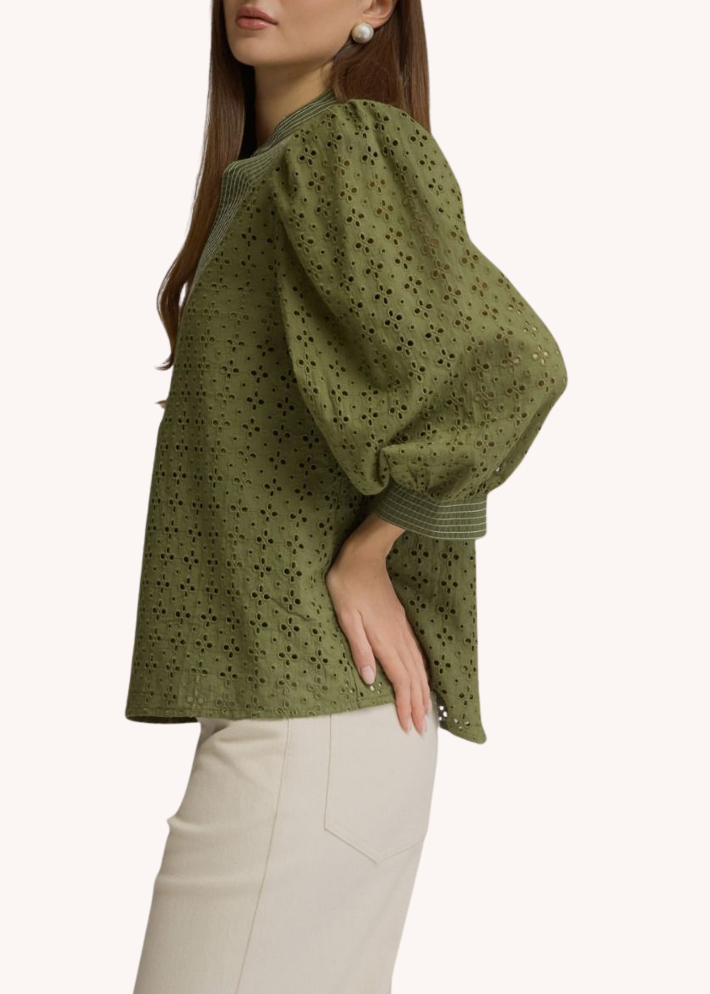 Annabelle Eyelet Top in Olive