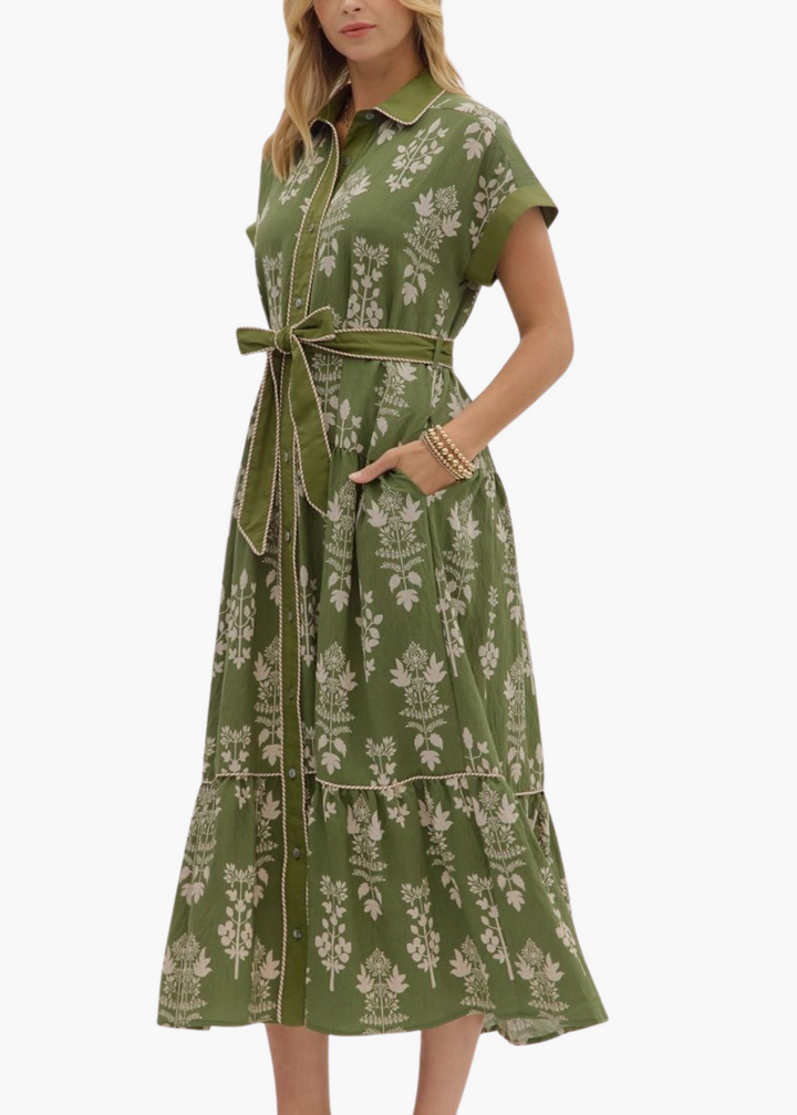 Marbella Midi Dress in Olive