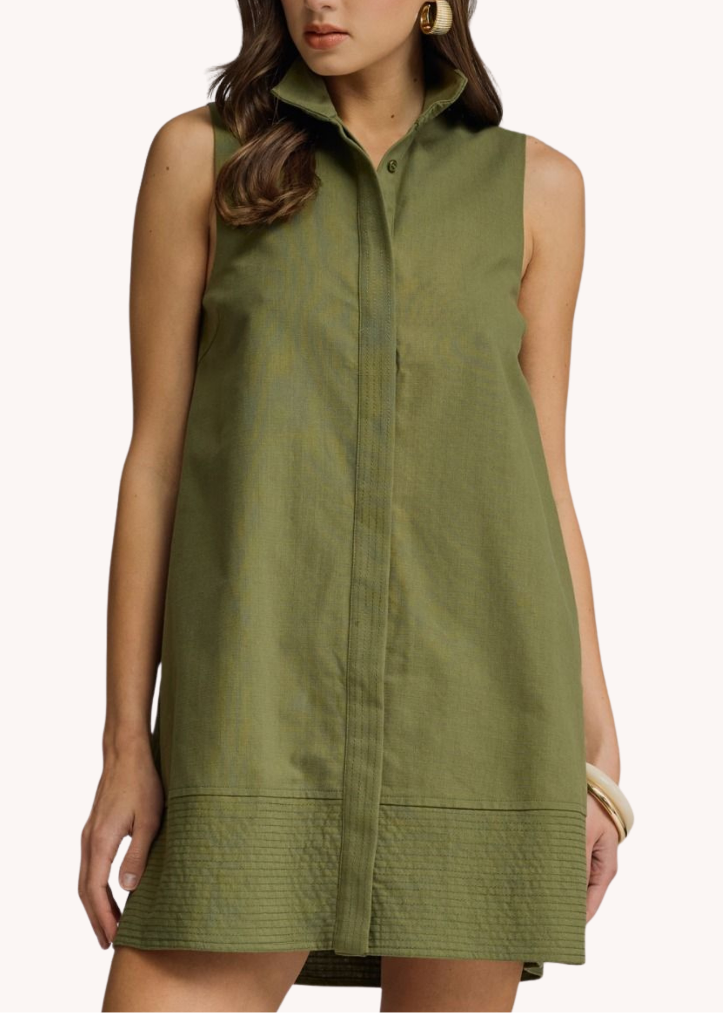 Keeley Cotton Linen Mini Dress in Olive