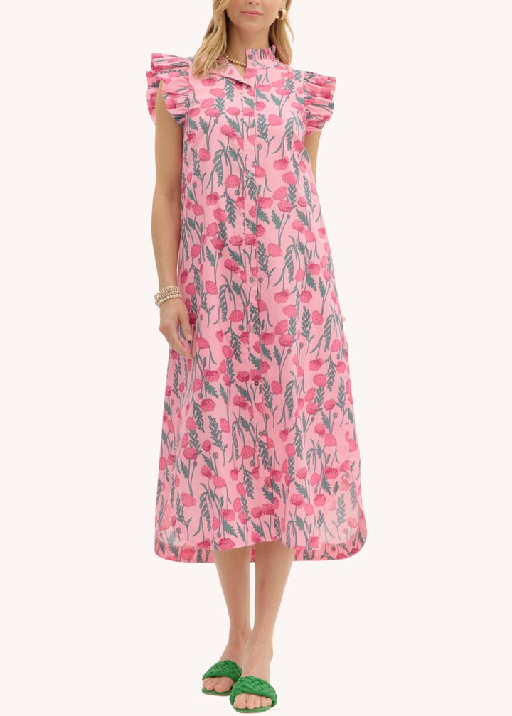 Jen Midi Dress in Pink