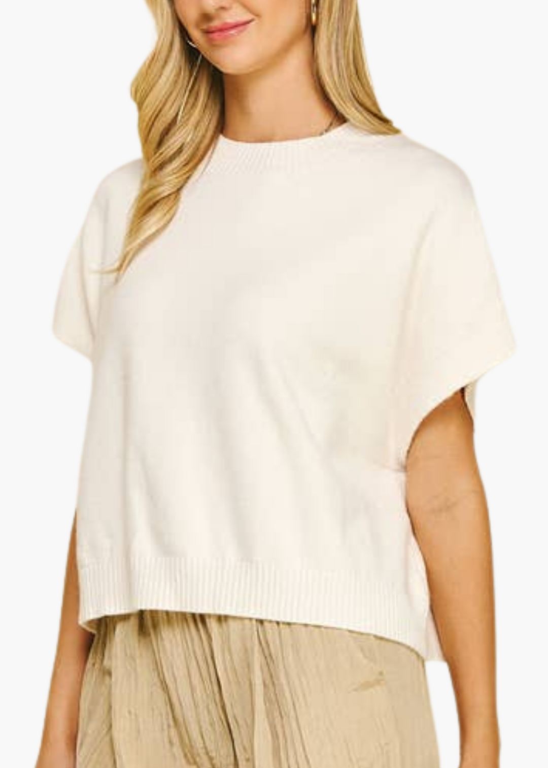 Addie Drop Shoulder Sweater in White