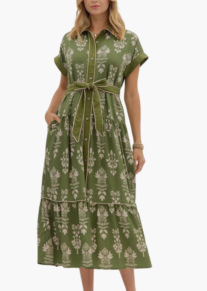 Marbella Midi Dress in Olive