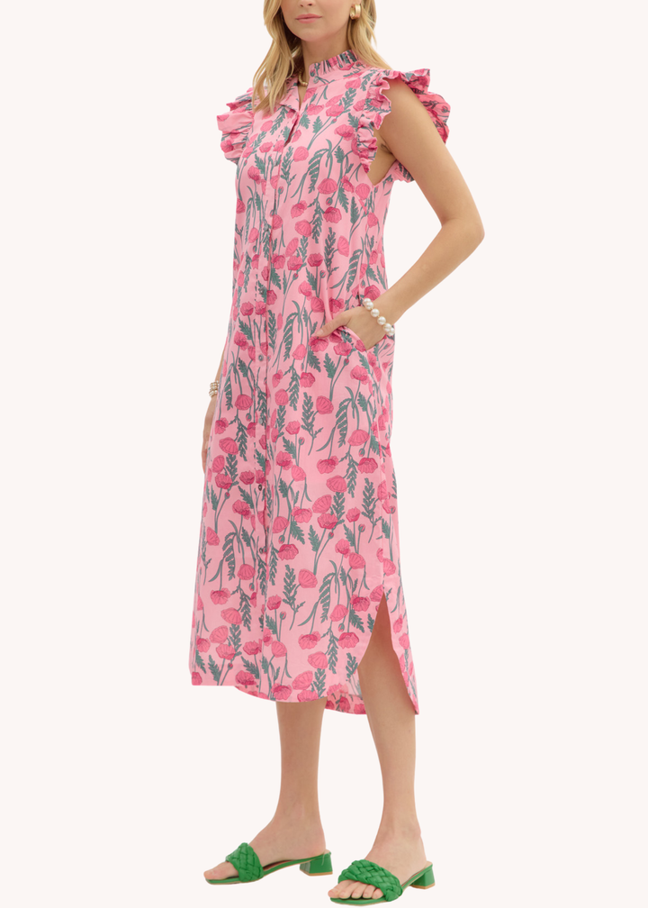 Jen Midi Dress in Pink