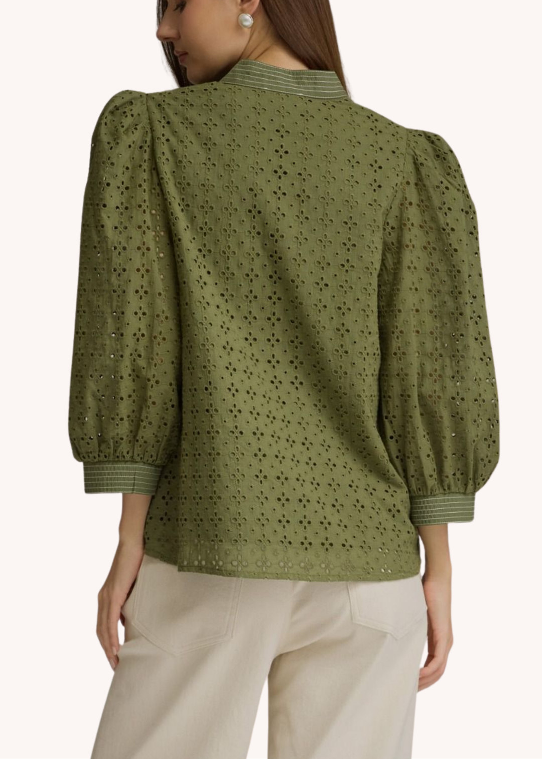 Annabelle Eyelet Top in Olive