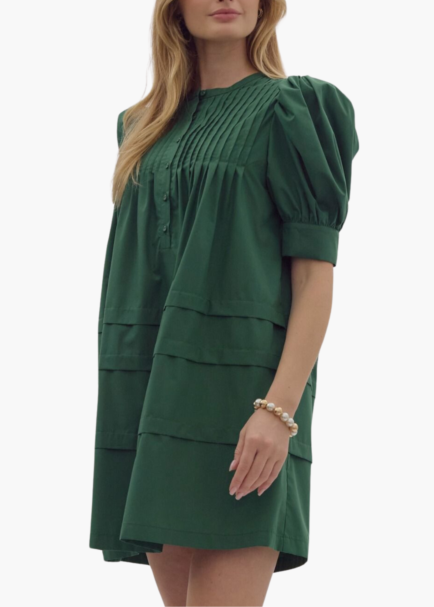 Charlotte Mini Dress in Hunter Green