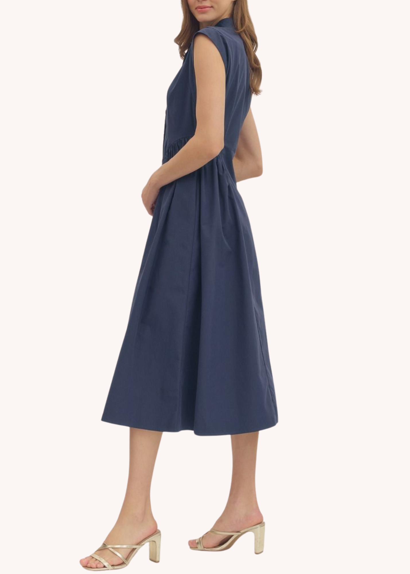 Marbella Cotton Midi Dress in Navy