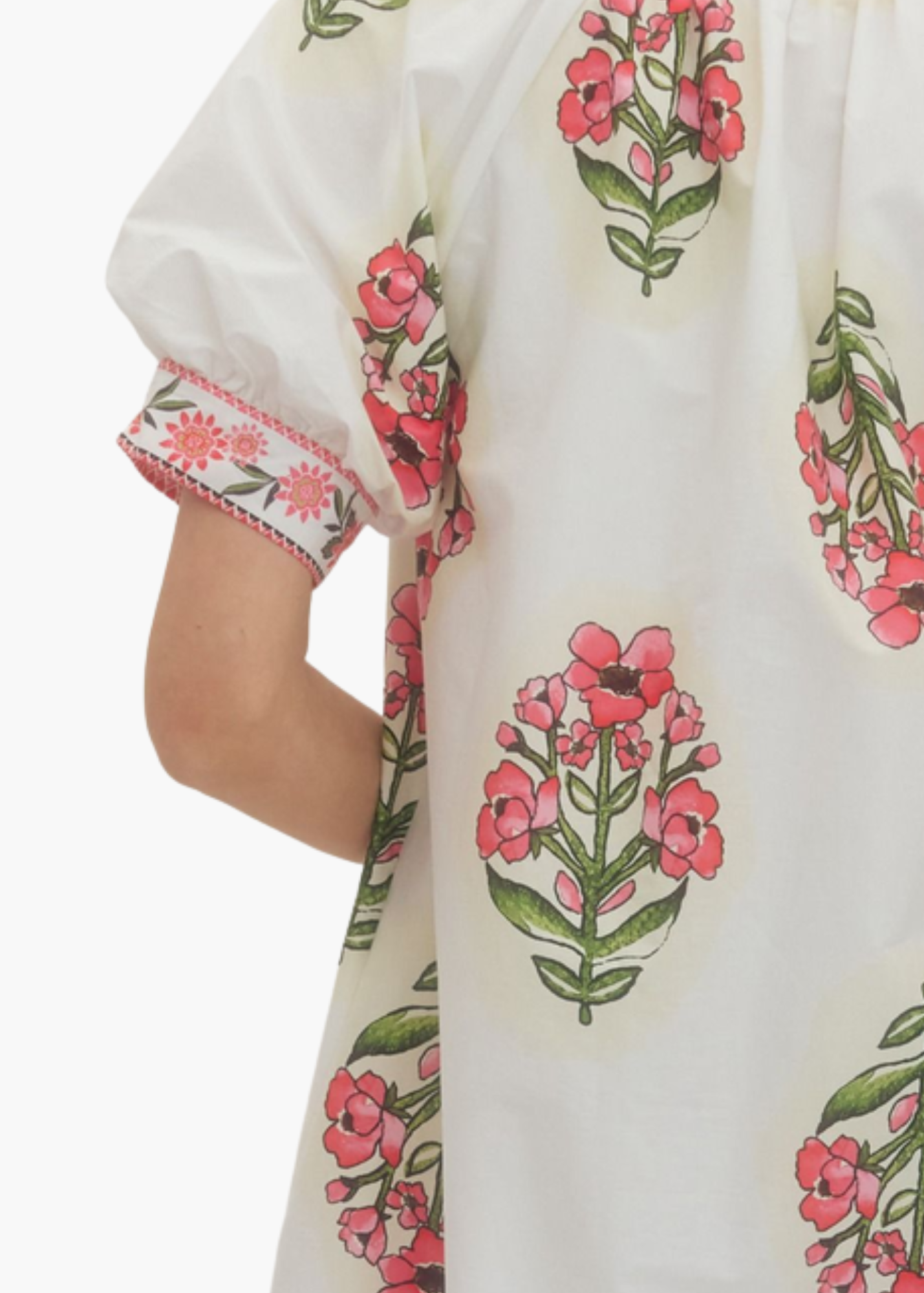 Sarah Blockprint Mini Dress in Cream