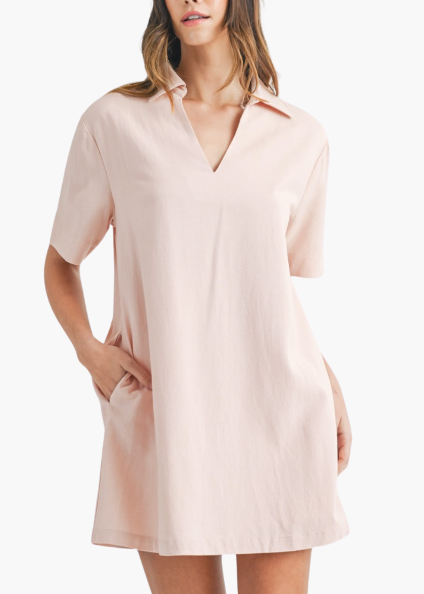 Rita Collared Mini Dress in Light Pink