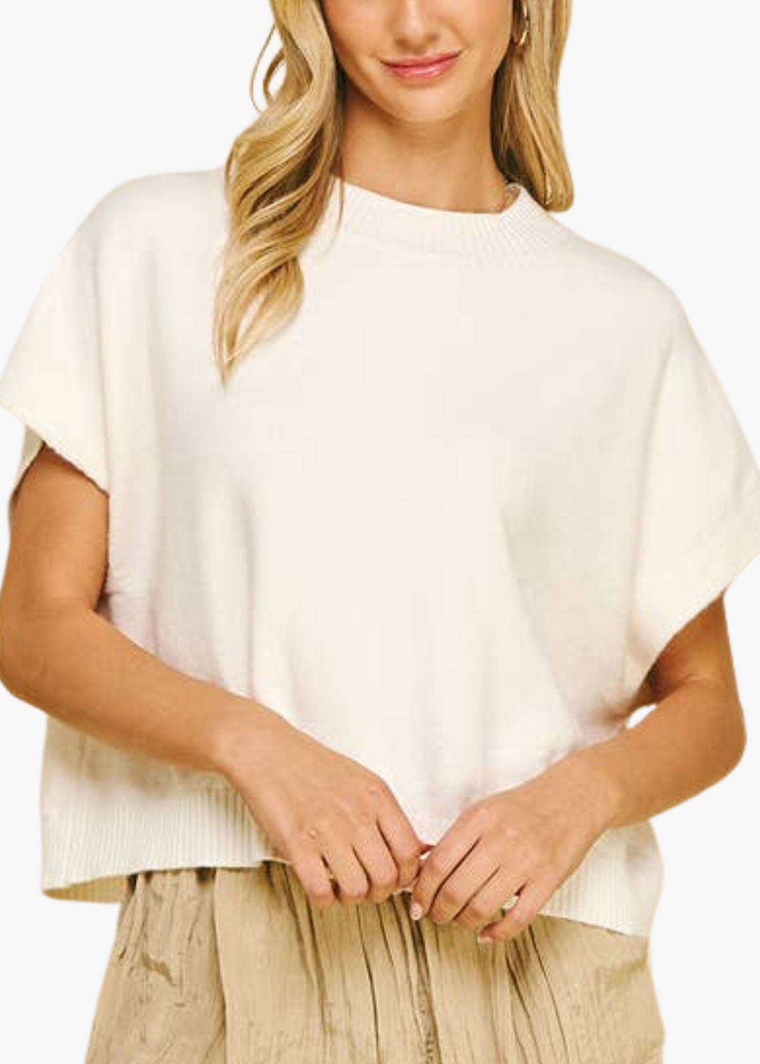 Addie Drop Shoulder Sweater in White