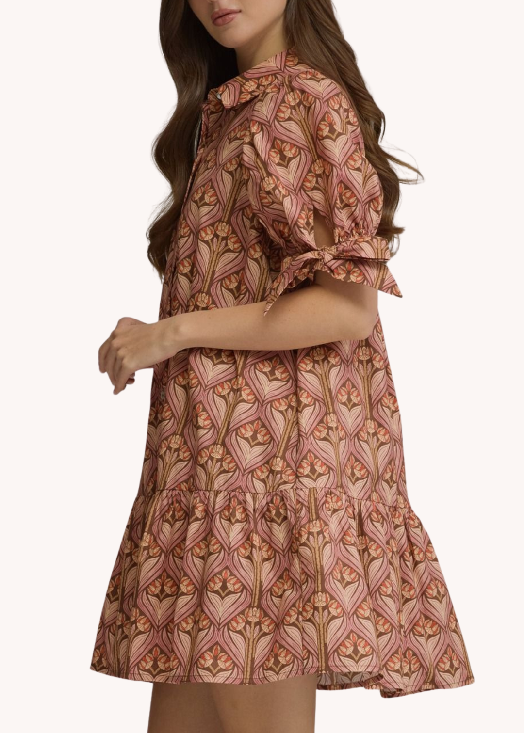 Emily Cotton Mini Dress in Brown