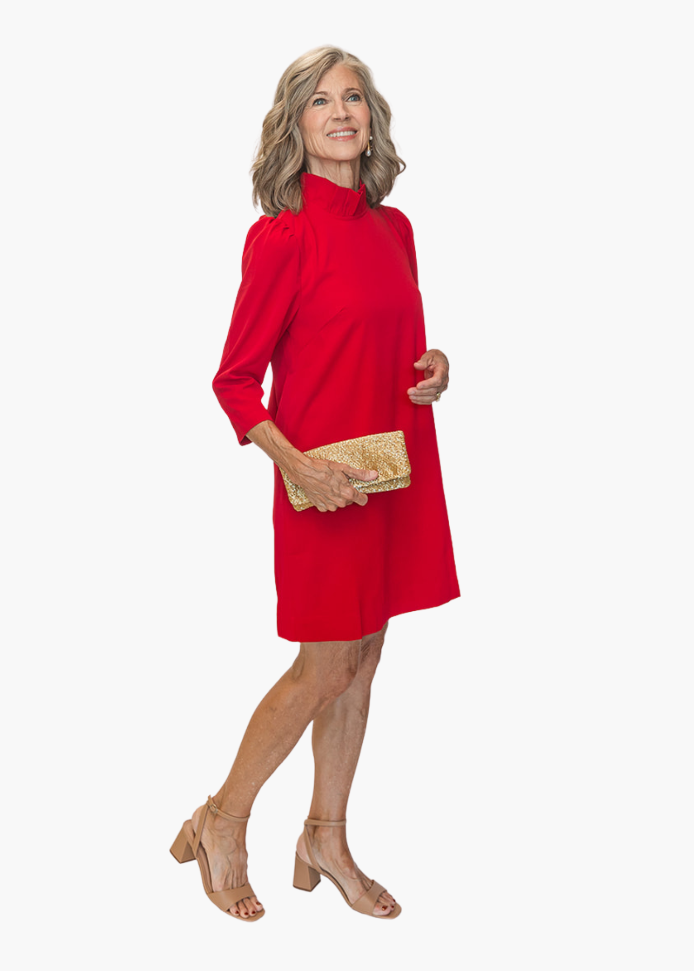 Chatham Bow Neck Dress in Red