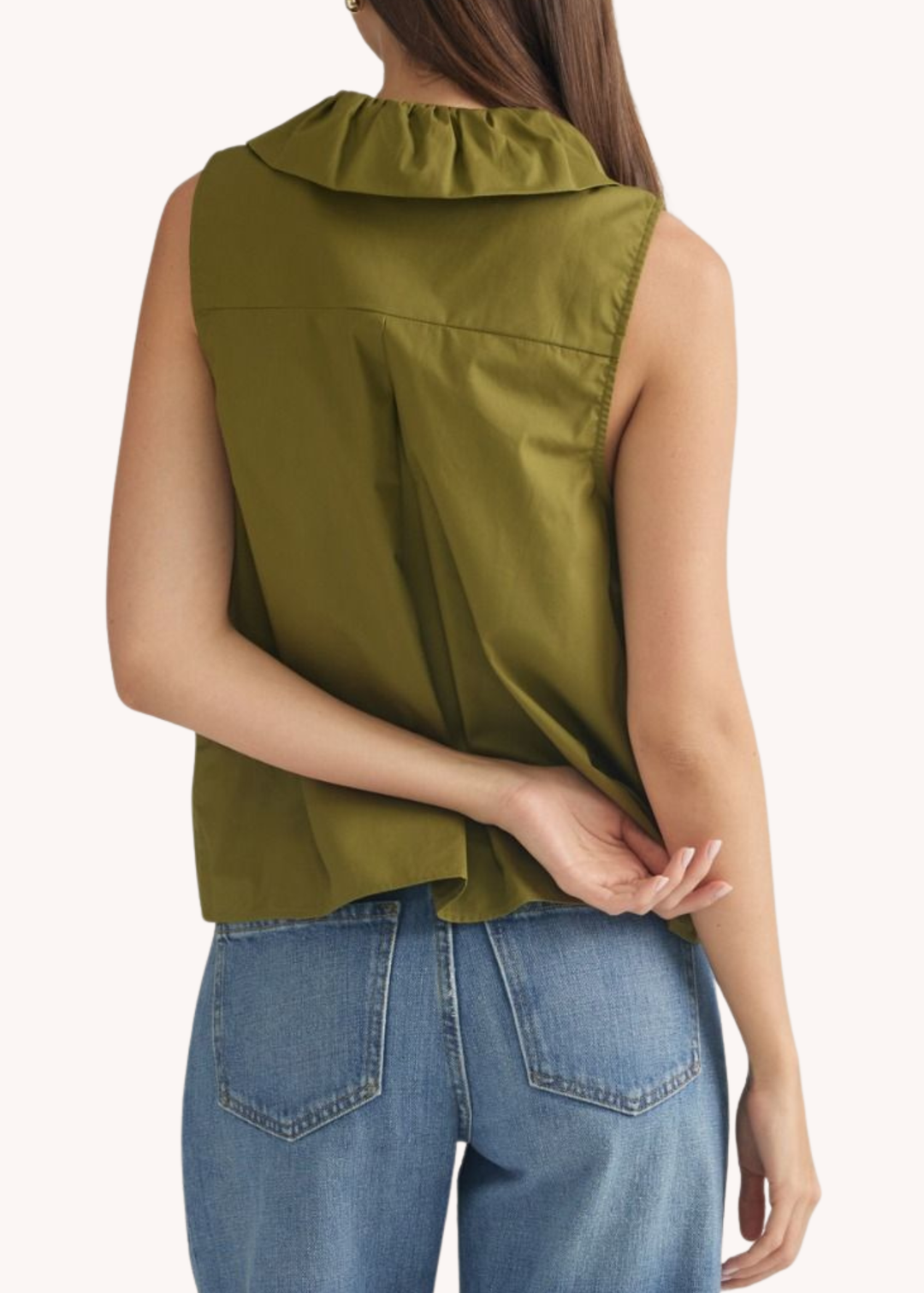 Cecil Cotton Ruffle Top in Olive