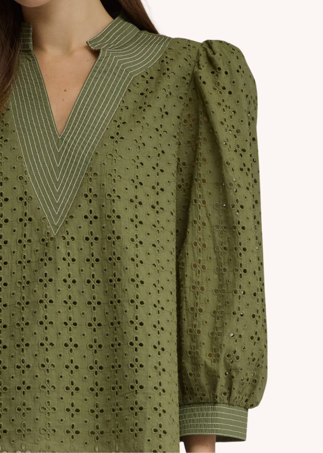 Annabelle Eyelet Top in Olive