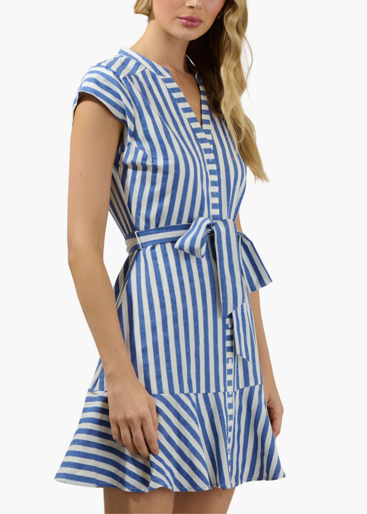 Baker Mini Shirt Dress in Coastal Stripe