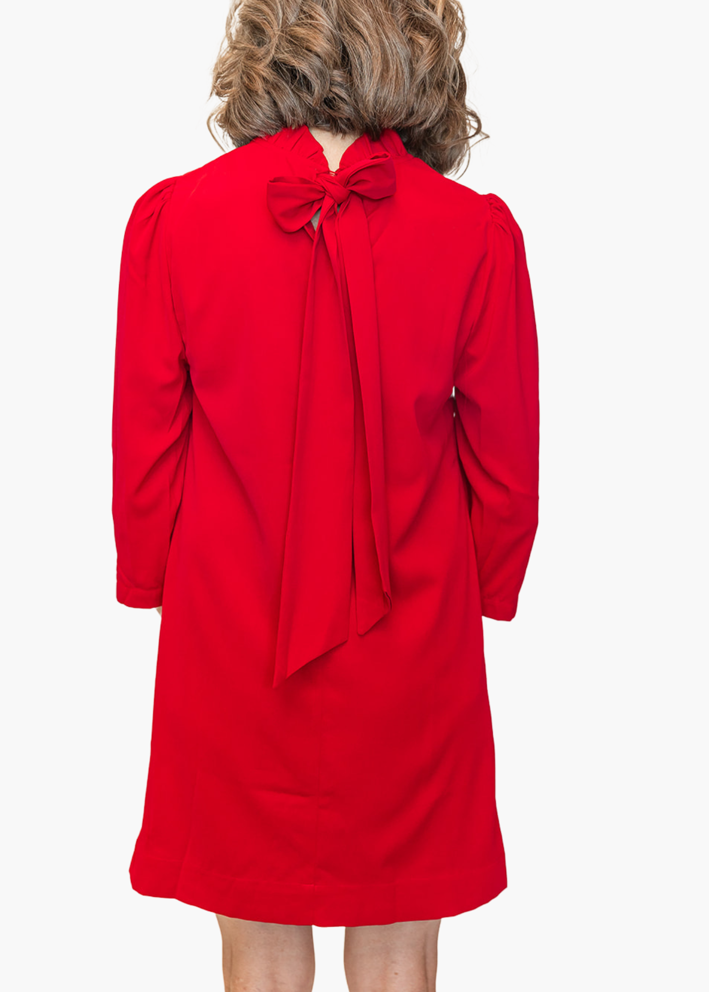 Chatham Bow Neck Dress in Red