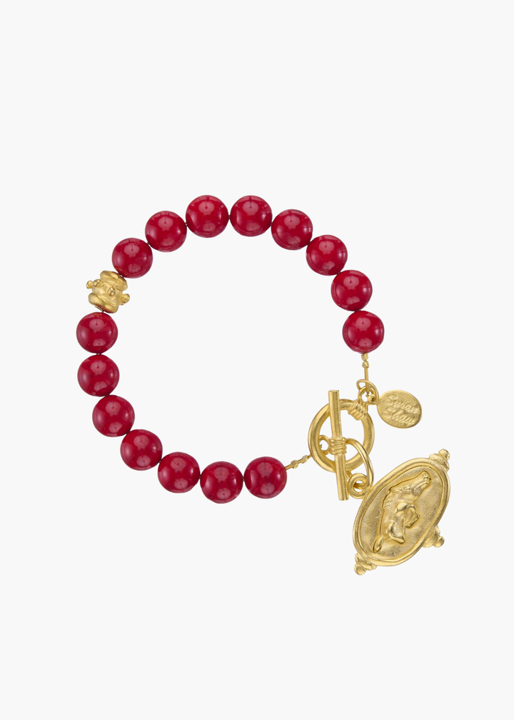 Wild Boar Red Coral Bracelet