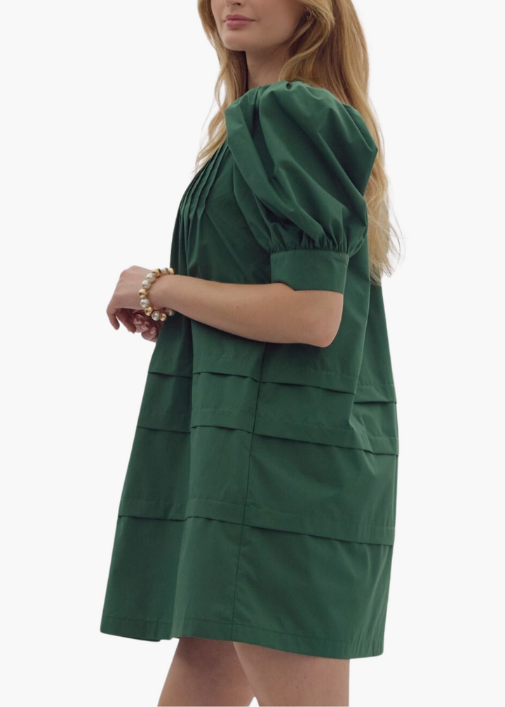 Charlotte Mini Dress in Hunter Green