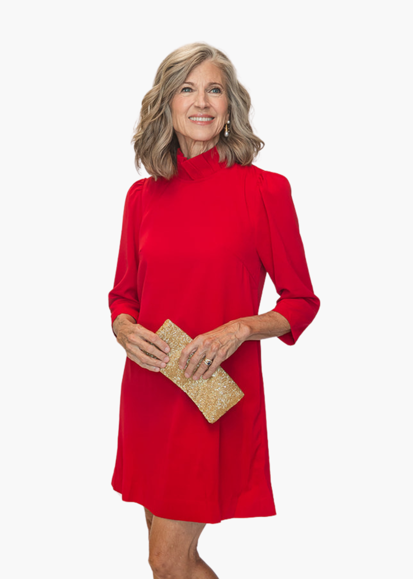 Chatham Bow Neck Dress in Red