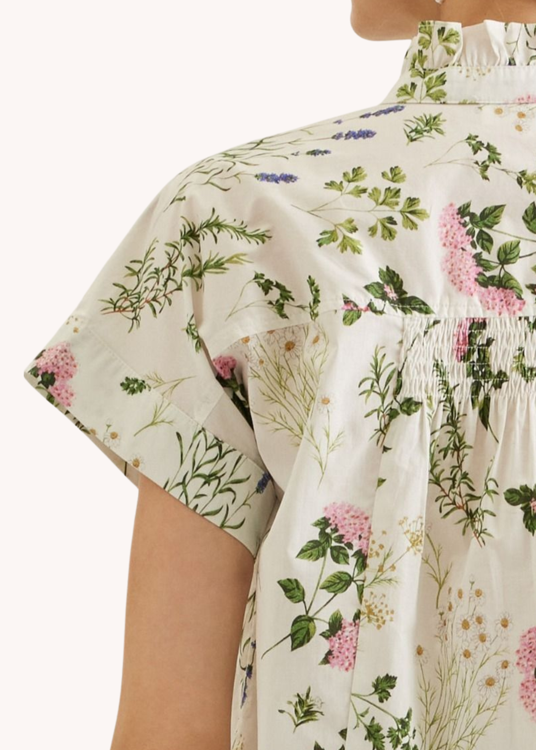Soft Ruffled Floral Top in Cream