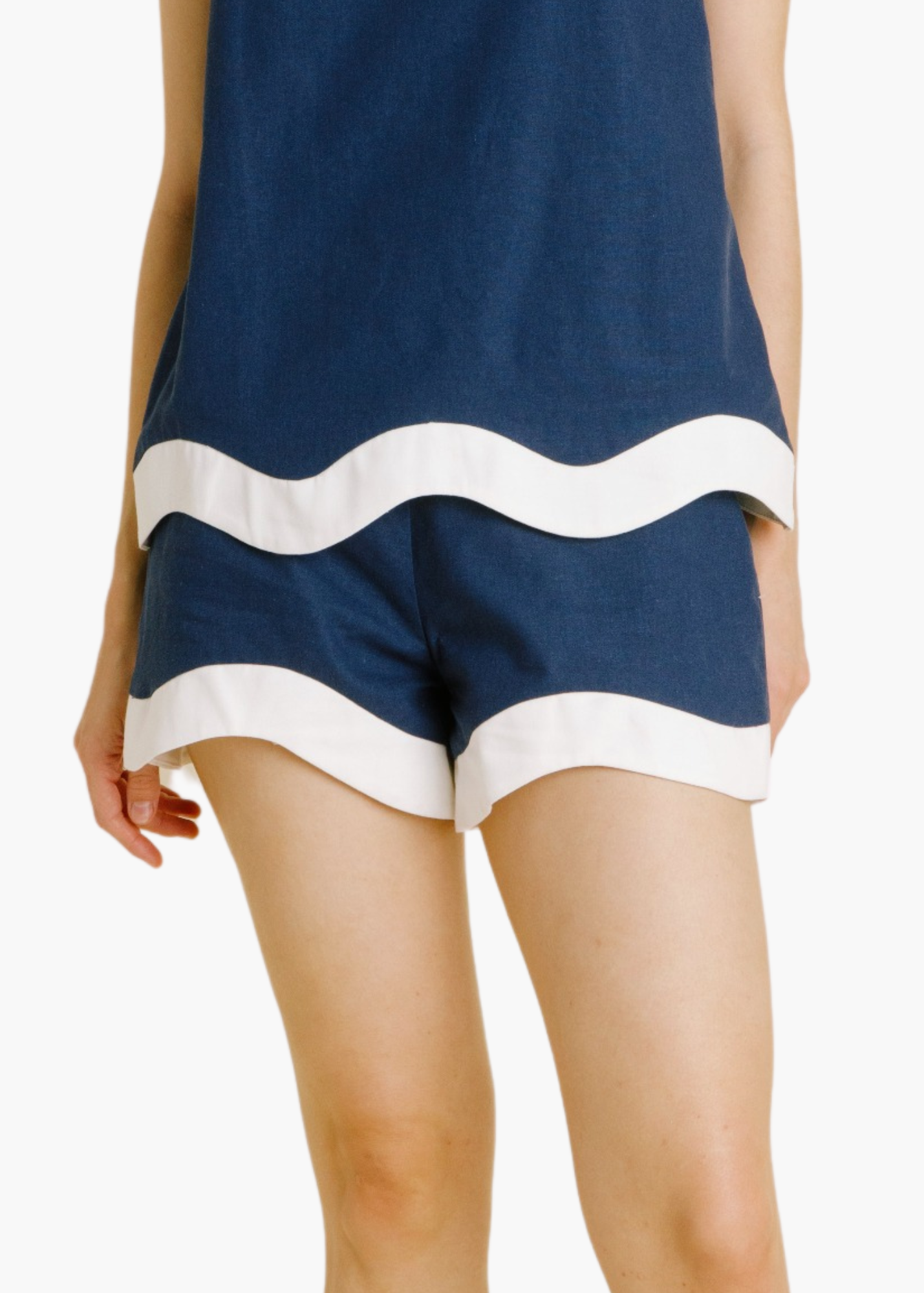 Wavy Hem Shorts in Navy