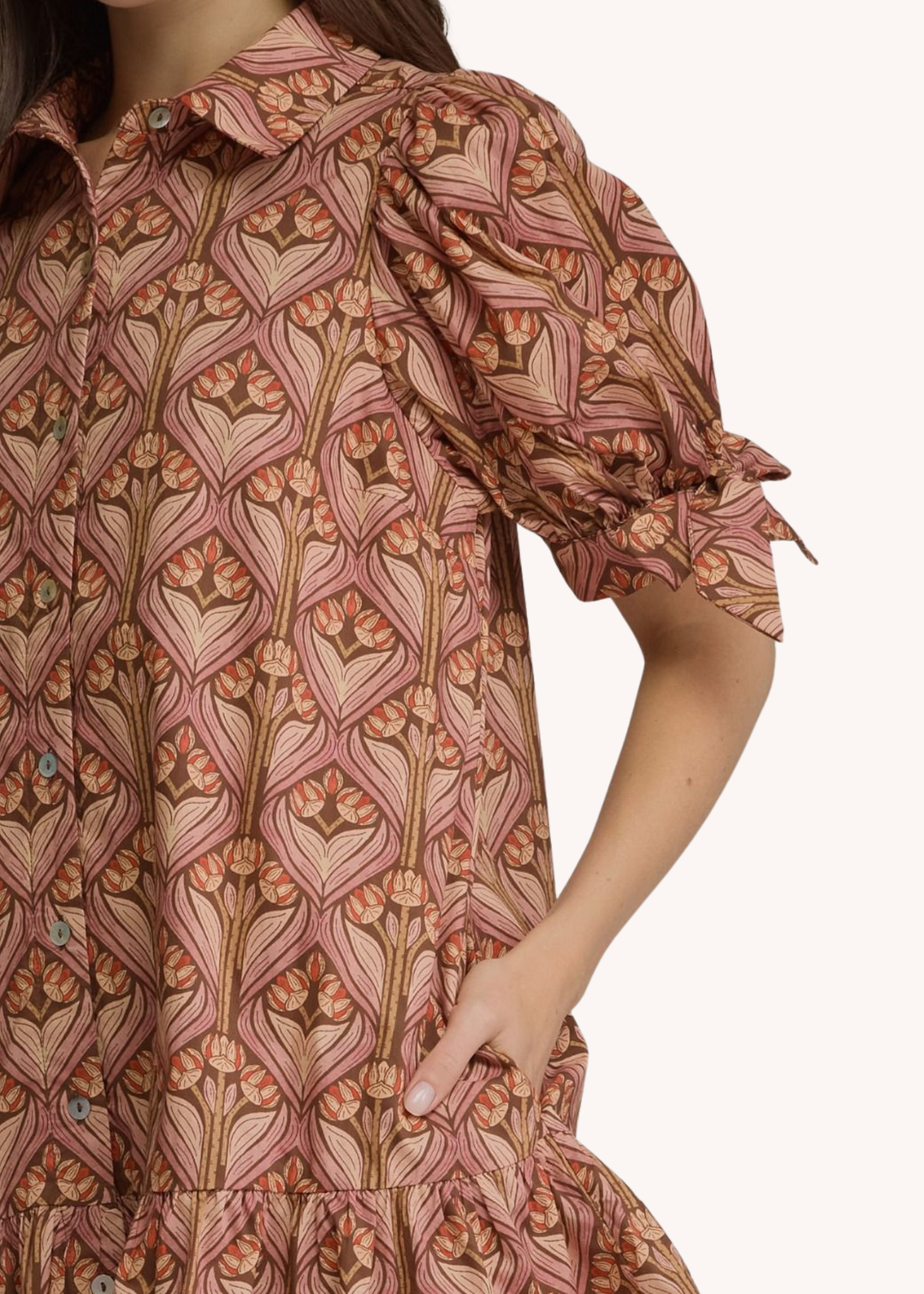 Emily Cotton Mini Dress in Brown