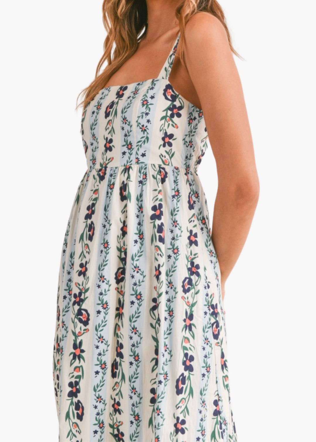 Margaret Midi Dress in Blue Trellis