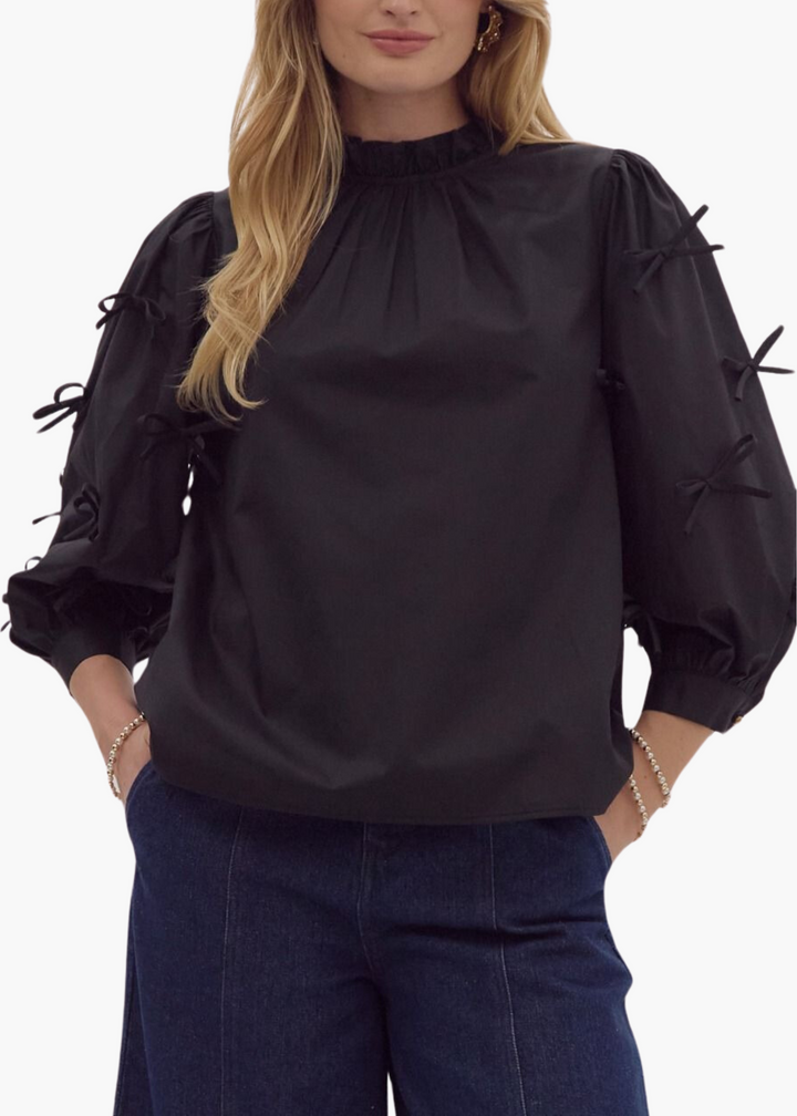 Bernice Bow Top in Black