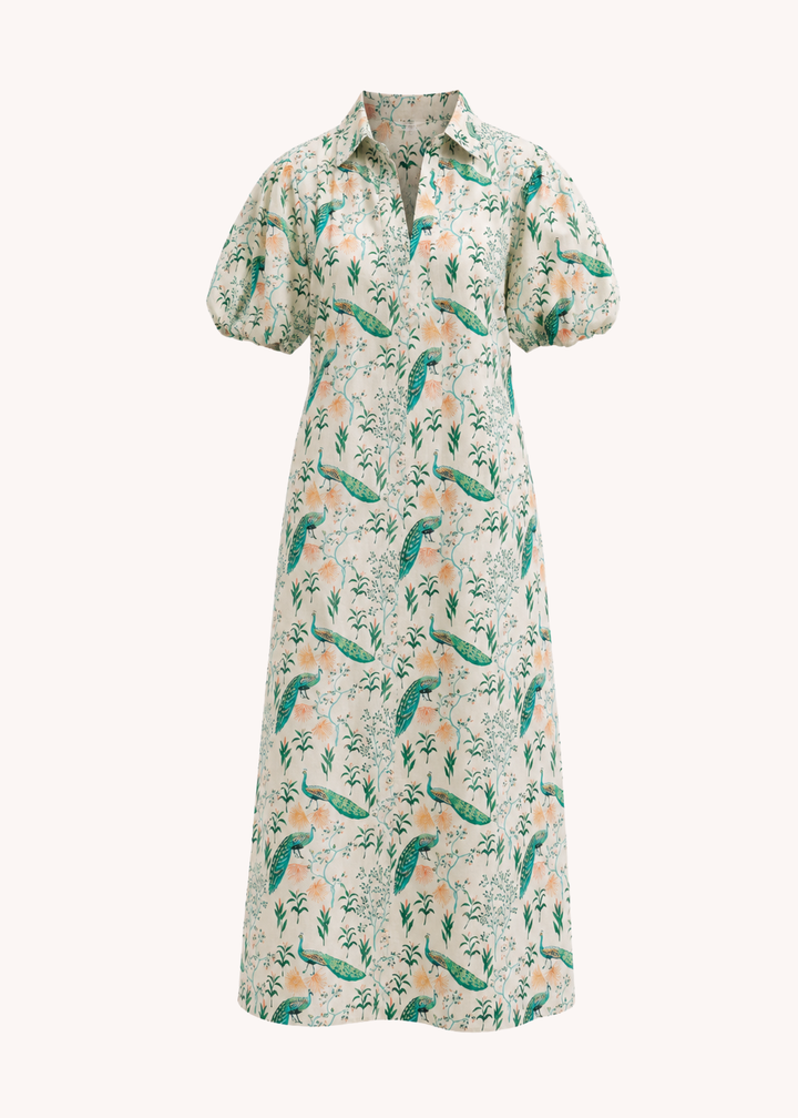 Peacock Cotton Midi Dress