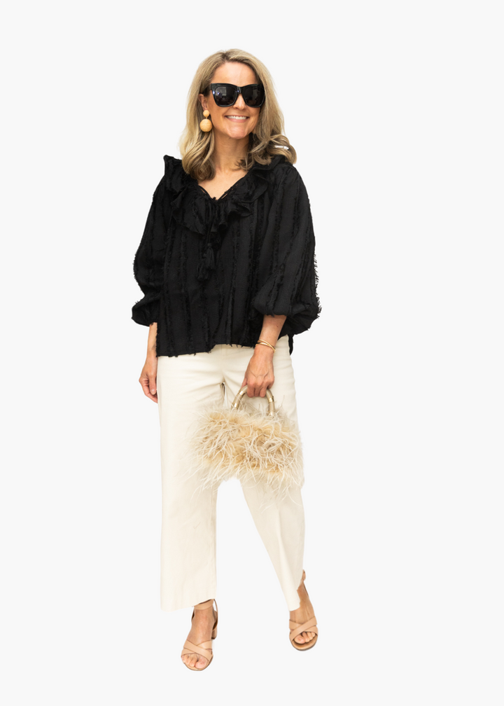Tassel Drawstring Trimmed Top