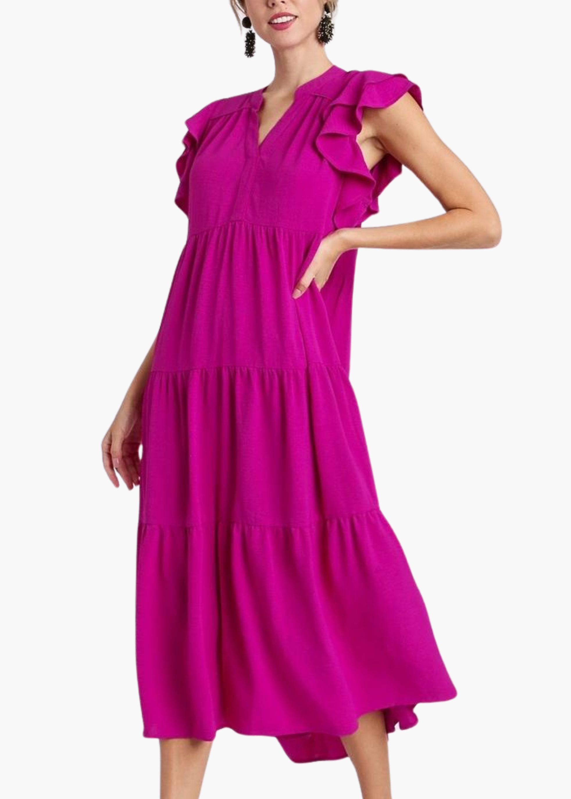 Ginna Midi Dress in Magenta