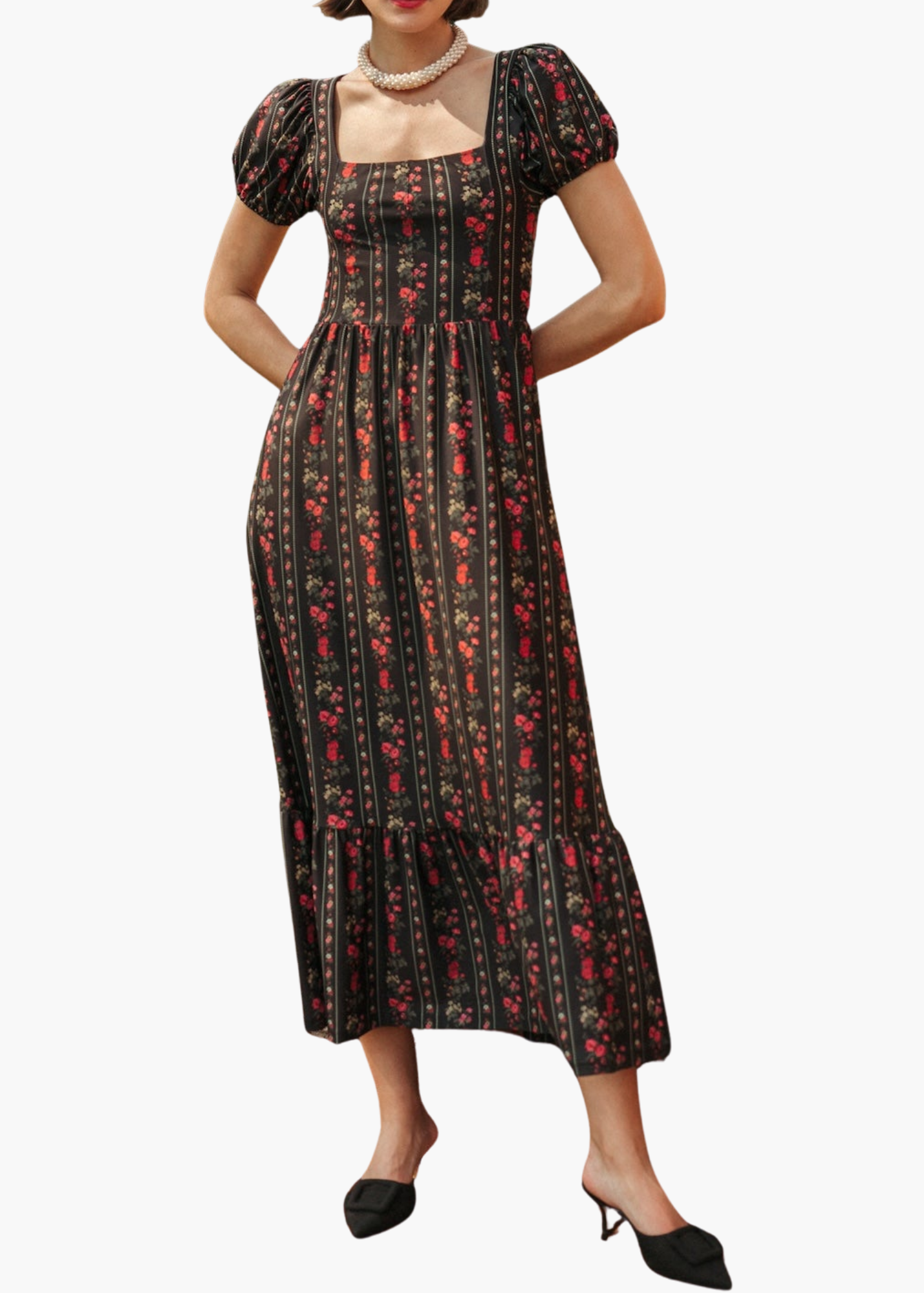 Cornelia Dress in Onyx Garden