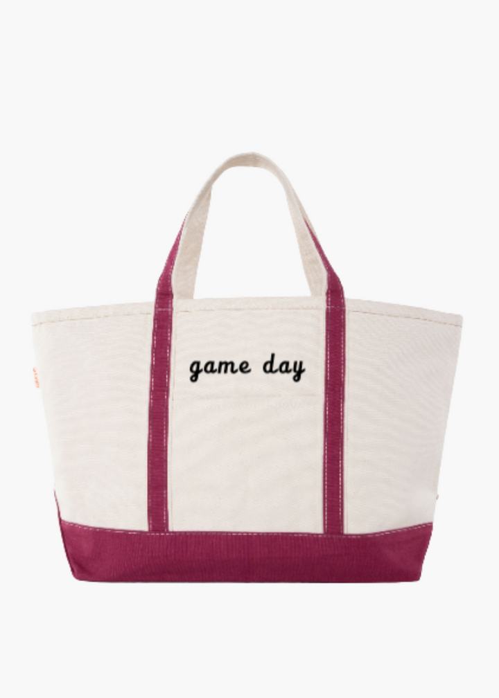 Large Game Day Boat Tote in Maroon and Black